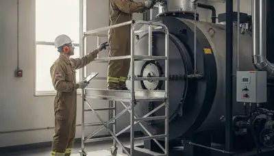 San Antonio, TX boiler repair technician inspecting a home heating system for reliable service