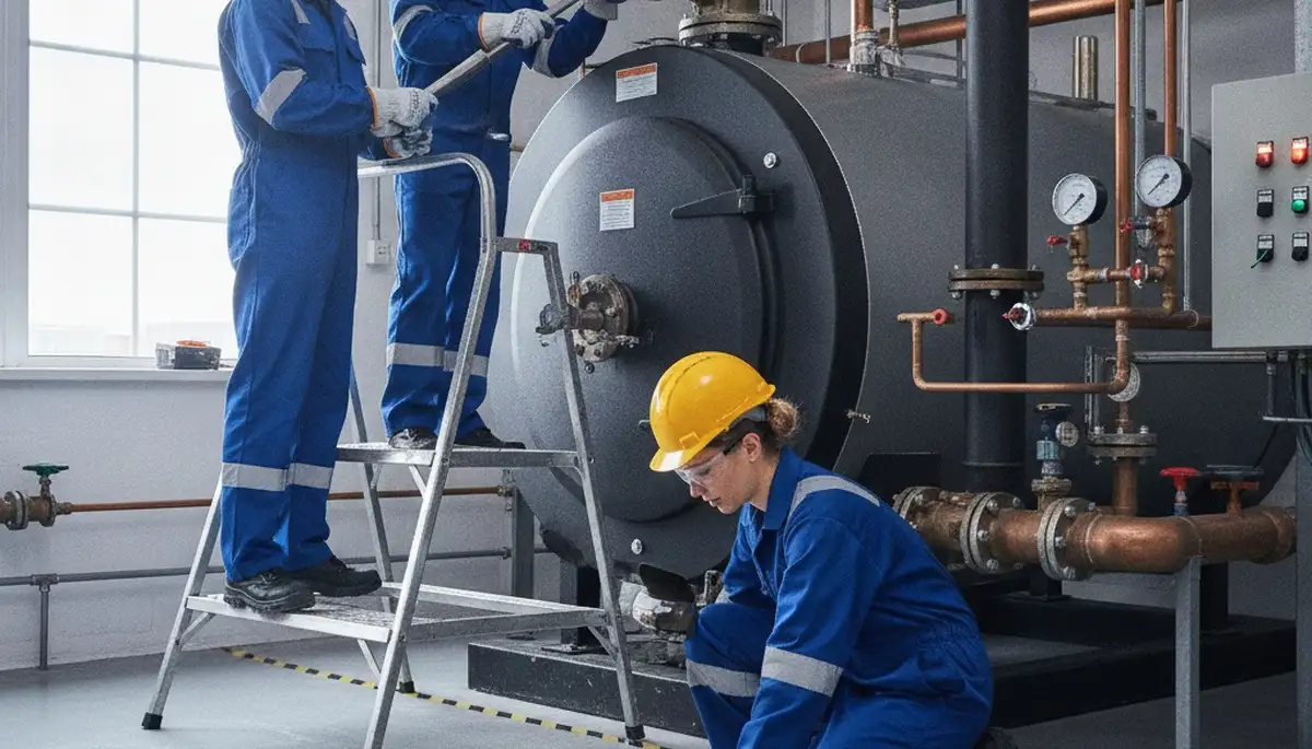 Boiler repair technician servicing a home in San Antonio, TX for fast, reliable heating repair