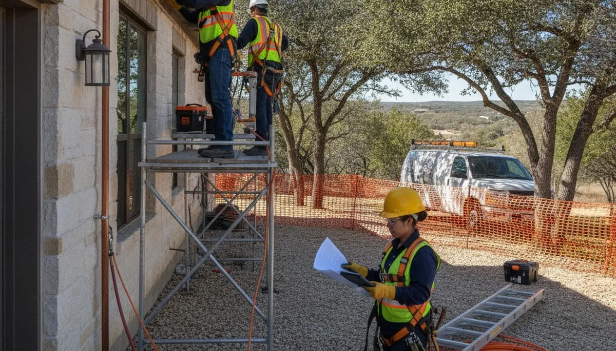 Plumber repairing a leak in San Antonio, TX for a local plumbing service