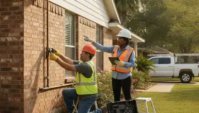 San Antonio, TX plumber repairing a pipe for a plumbing service call