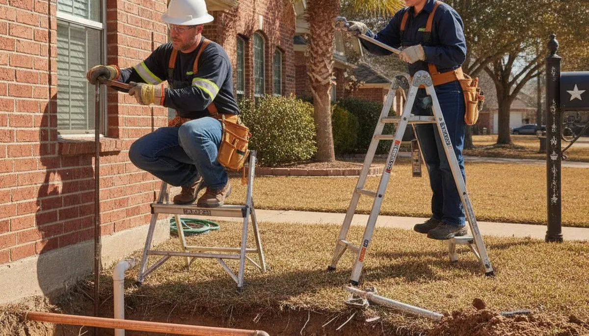 San Antonio TX plumber repairing a leaking pipe for a residential plumbing service