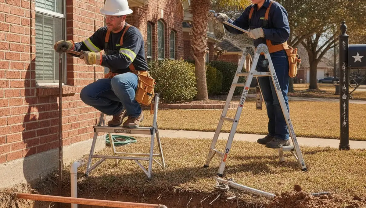 San Antonio TX plumber repairing a leaking pipe for a residential plumbing service