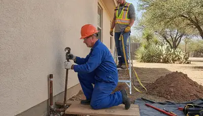 San Antonio, TX plumber repairing a pipe for local plumbing service