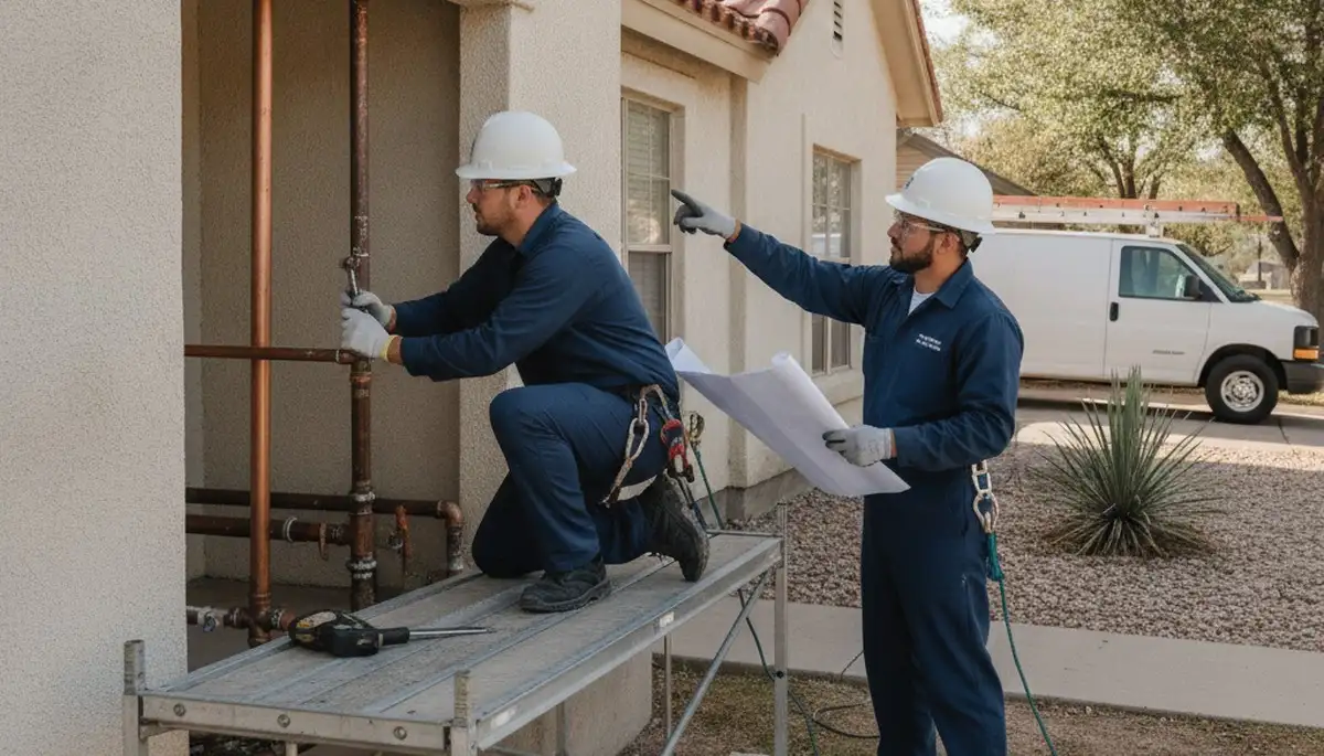 San Antonio, TX plumber repairing a leak for plumbing service customers
