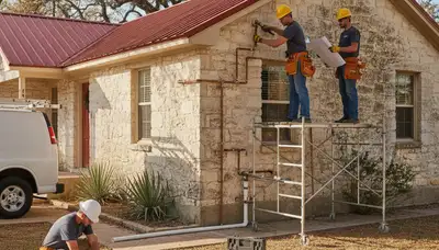 San Antonio TX plumber repairing a leak with professional plumbing tools