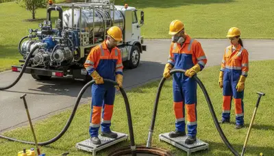 San Antonio, TX plumber cleaning a septic tank for residential plumbing service
