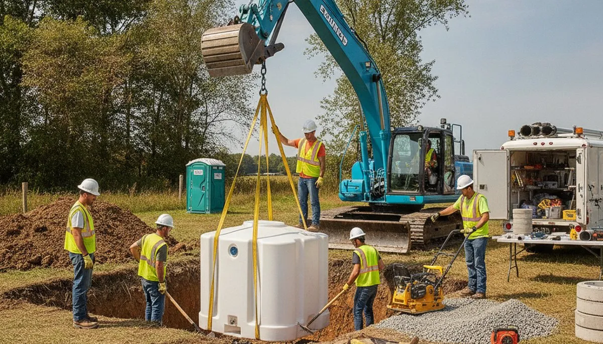 Septic tank installation in San Antonio, TX for residential plumbing repair and drainage solutions